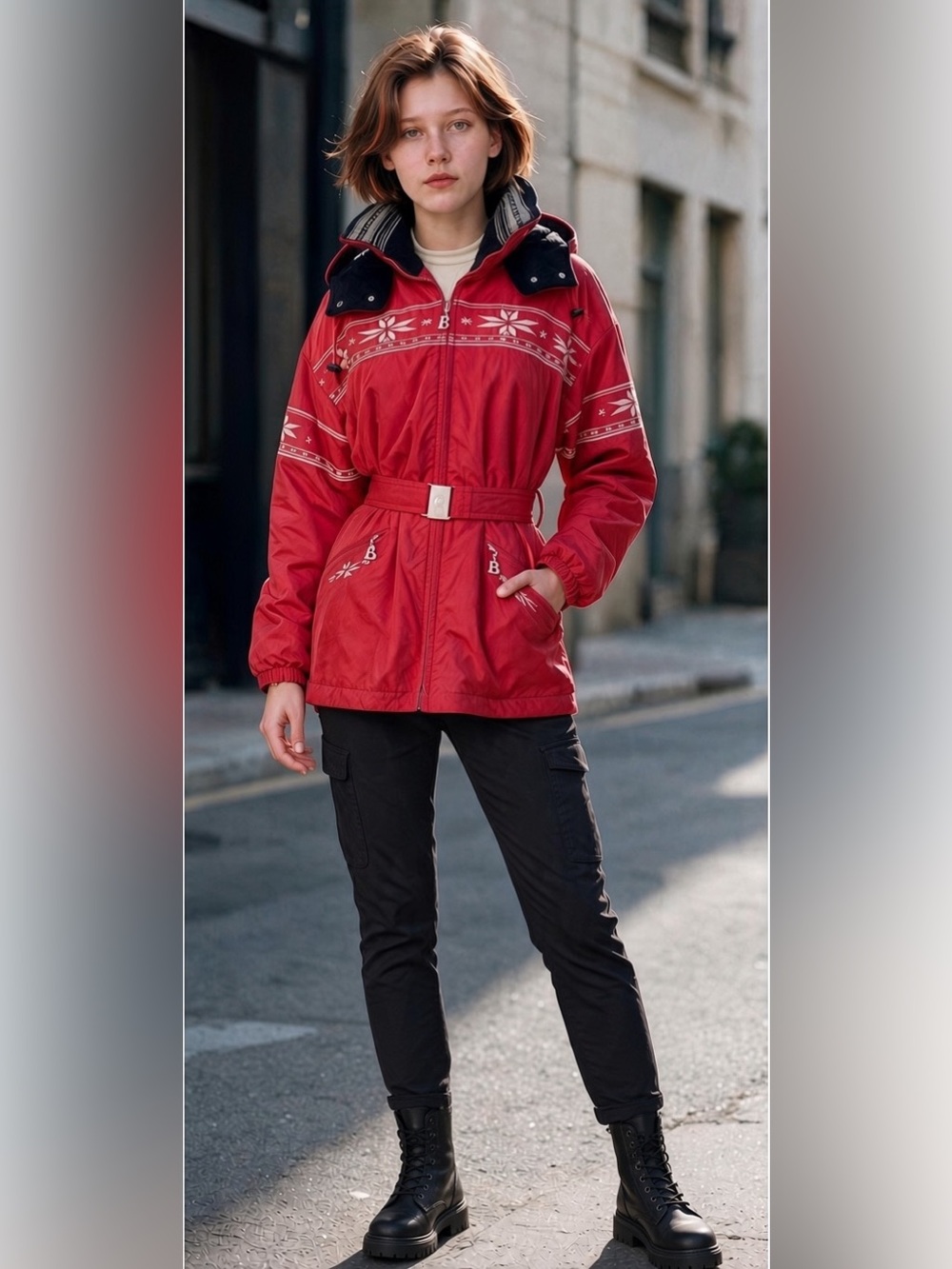 Vintage Bogner Red Embroidered Insulated Ski Jacket Made in USA Size 14